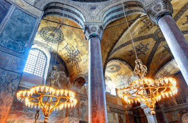interior of Hagia Sophia Mosque, 29 July , 2011: Turkey / Istanbul . 