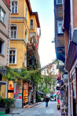 Istanbul, Turkey - November 2020: Balat neighborhood in autumn  