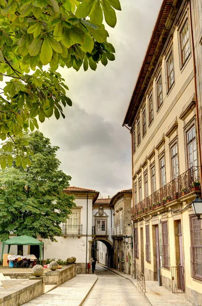 Guimaraes, Portugal - June 2021 : Historical center in sunny weather