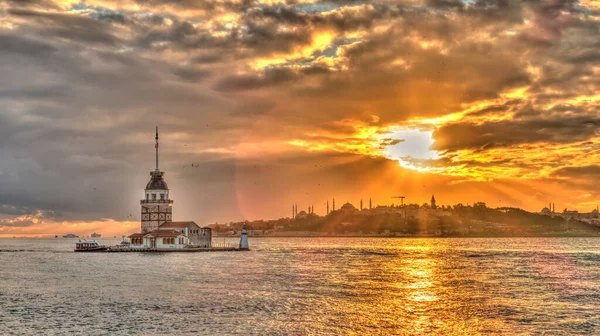Istanbul Turkey July 2019 Maiden Tower Sunset — 图库照片