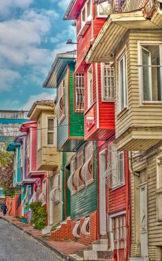 Istanbul, Turkey - November 2020: Balat neighborhood in autumn  
