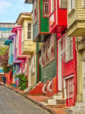 Istanbul, Turkey - November 2020: Balat neighborhood in autumn  