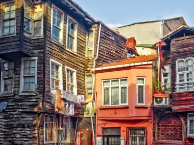 Istanbul, Turkey - November 2020: Balat neighborhood in autumn  