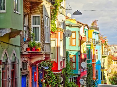 Istanbul, Turkey - November 2020: Balat neighborhood in autumn  