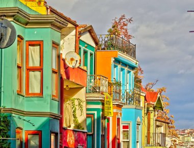 Istanbul, Turkey - November 2020: Balat neighborhood in autumn  