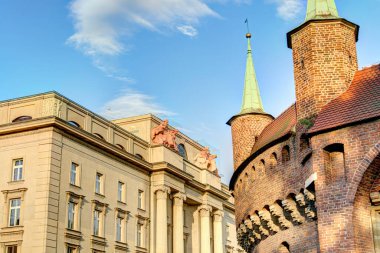 Krakow, Poland - August 2021 : Historical center in sunny weather