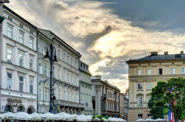 Krakow, Poland - August 2021 : Historical center in sunny weather