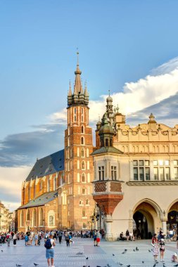 Krakow, Poland - August 2021 : Historical center in sunny weather