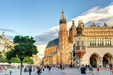 Krakow, Poland - August 2021 : Historical center in sunny weather