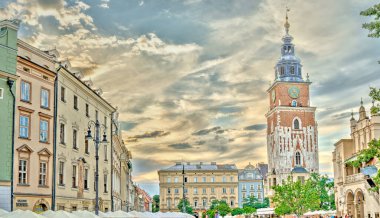 Krakow, Poland - August 2021 : Historical center in sunny weather