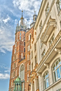 Krakow, Poland - August 2021 : Historical center in sunny weather