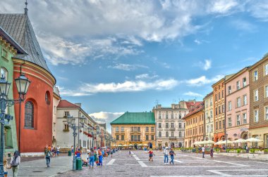 Krakow, Poland - August 2021 : Historical center in sunny weather