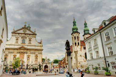 Krakow, Poland - August 2021 : Old Town in cloudy weather     