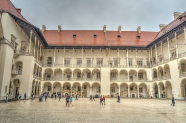 Krakow, Poland - August 2021: Wawel Castle in cloudy weather