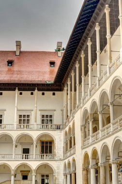 Krakow, Poland - August 2021: Wawel Castle in cloudy weather