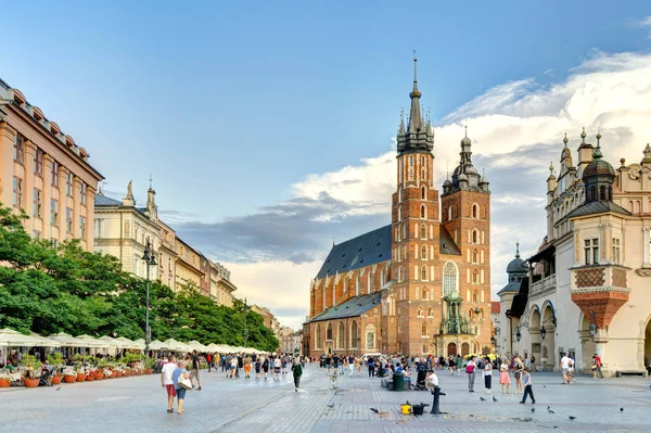 Krakow, Poland - August 2021 : Historical center in sunny weather