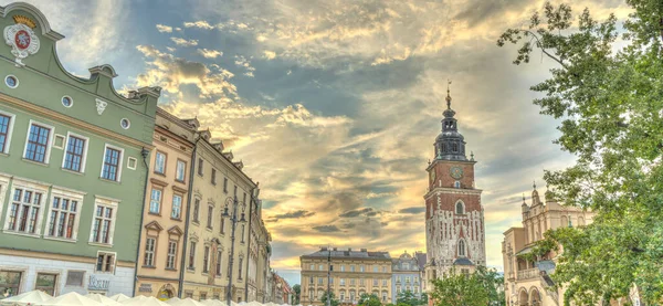 Krakow Poland August 2021 Historical Center Sunny Weather — Zdjęcie stockowe