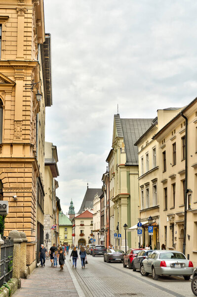 Krakow, Poland - August 2021 : Old Town in cloudy weather