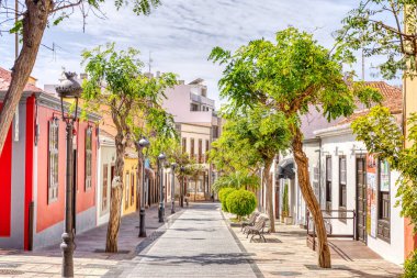 Tijarafe, Spain - April 2021 : Historical village in sunny weather, HDR Image
