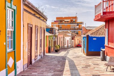 Tijarafe, Spain - April 2021 : Historical village in sunny weather, HDR Image