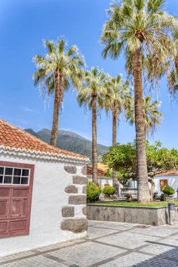 Tijarafe, Spain - April 2021 : Historical village in sunny weather, HDR Image