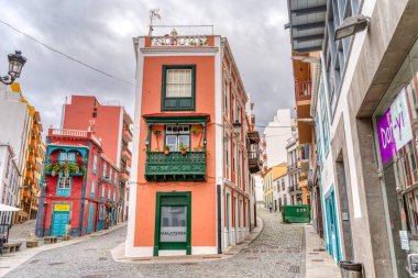 Los Llanos, La Palma, Spain - April 2021 : Historical center in sunny weather, HDR Image