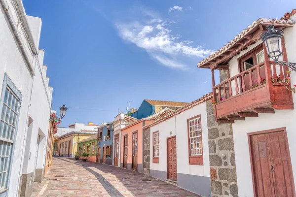 Tijarafe, Spain - April 2021 : Historical village in sunny weather, HDR Image