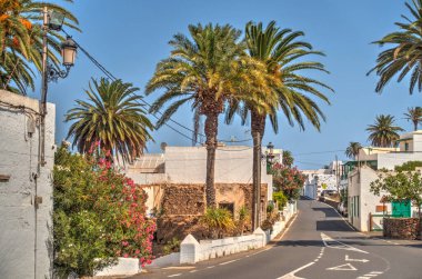 Haria, Lanzarote - September 2020: Historical center in sunny weather, HDR Image