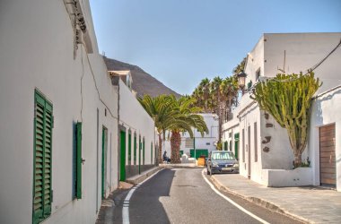 Haria, Lanzarote - September 2020: Historical center in sunny weather, HDR Image