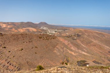 Volcanic landscape in Lanzarote, view from the Ermita de las Nieves
