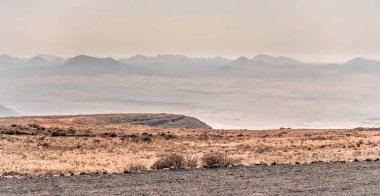 Volcanic landscape in Lanzarote, view from the Ermita de las Nieves