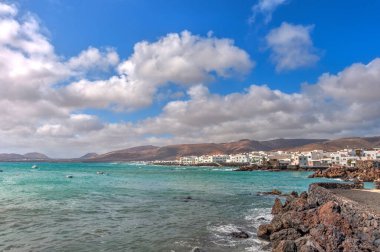 Punta Mujeres, Lanzarote : September 2020 : Seaside village in sunny weather, HDR Image