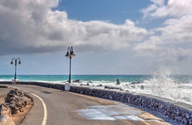 Punta Mujeres, Lanzarote : September 2020 : Seaside village in sunny weather, HDR Image