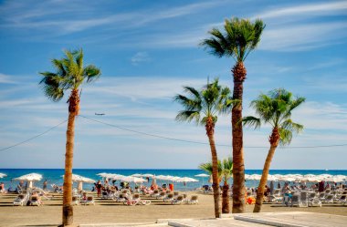 Larnaka, Cyprus - October 2019 : Seaside resort in sunny weather