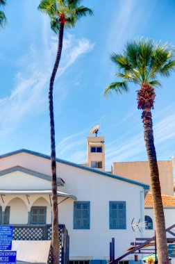 Larnaka, Cyprus - October 2019 : Seaside resort in sunny weather
