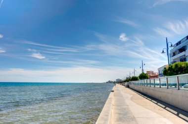 Larnaka, Cyprus - October 2019 : Seaside resort in sunny weather
