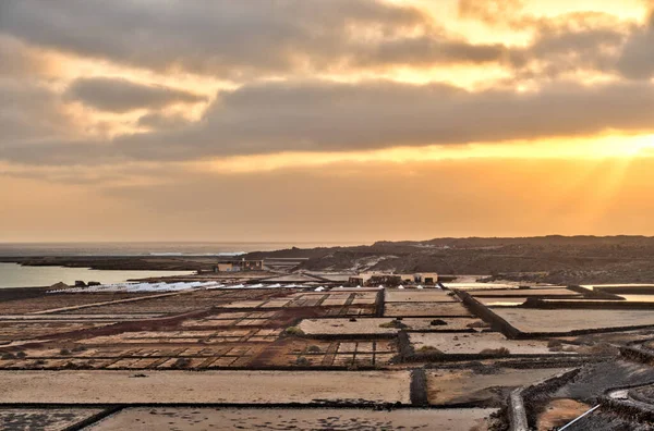 Вид Salinas Janubio Lanzarote Hdr Image — стокове фото