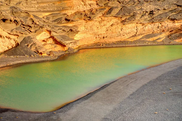 Green Lake Lago Verde Golfo Lanzarote Island — Zdjęcie stockowe