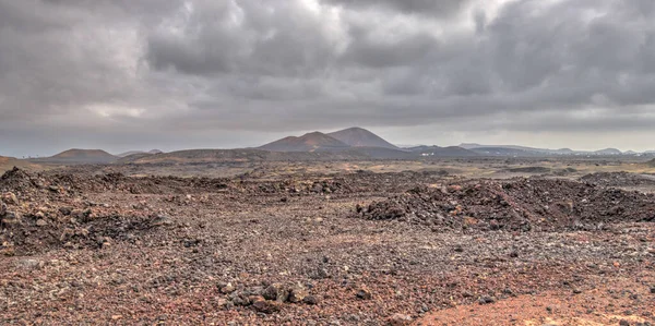 volcanic landscape in Timanfaya National Park, Lanzarote, HDR Image