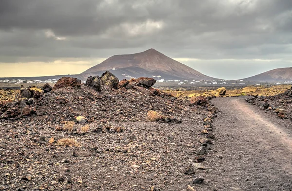 volcanic landscape in Timanfaya National Park, Lanzarote, HDR Image