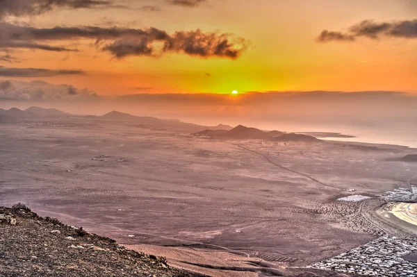 Sunset Lanzarote Island Hdr Image — Stock fotografie