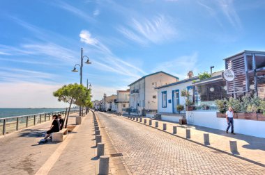 Larnaka, Cyprus - October 2019 : Seaside resort in sunny weather