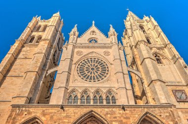 Leon, Spain - July 2020 : Historical center in sunny weather