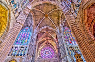 Leon, Spain - Juy 2020 : Cathedral interior, HDR Image
