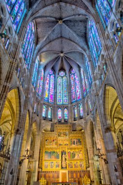 Leon, Spain - Juy 2020 : Cathedral interior, HDR Image