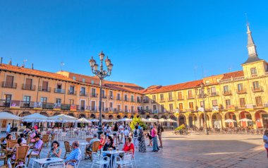 Leon, Spain - July 2020 : Historical center in sunny weather
