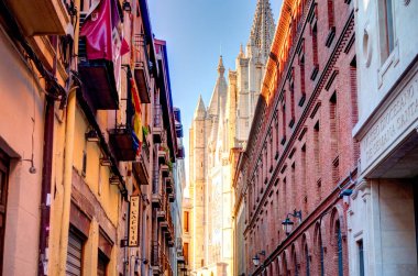 Leon, Spain - July 2020 : Historical center in sunny weather