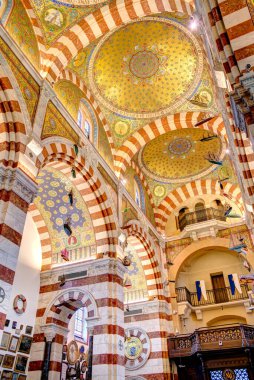 Marseilles, France - March 2022: Notre Dame de la Garde Basilica interior, HDR Image