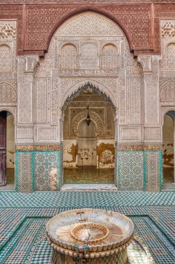 Meknes, Morocco - January 2020 : Bou Inania Madrasa or Islamic School