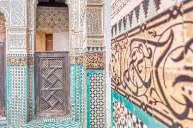 Meknes, Morocco - January 2020 : Bou Inania Madrasa or Islamic School
